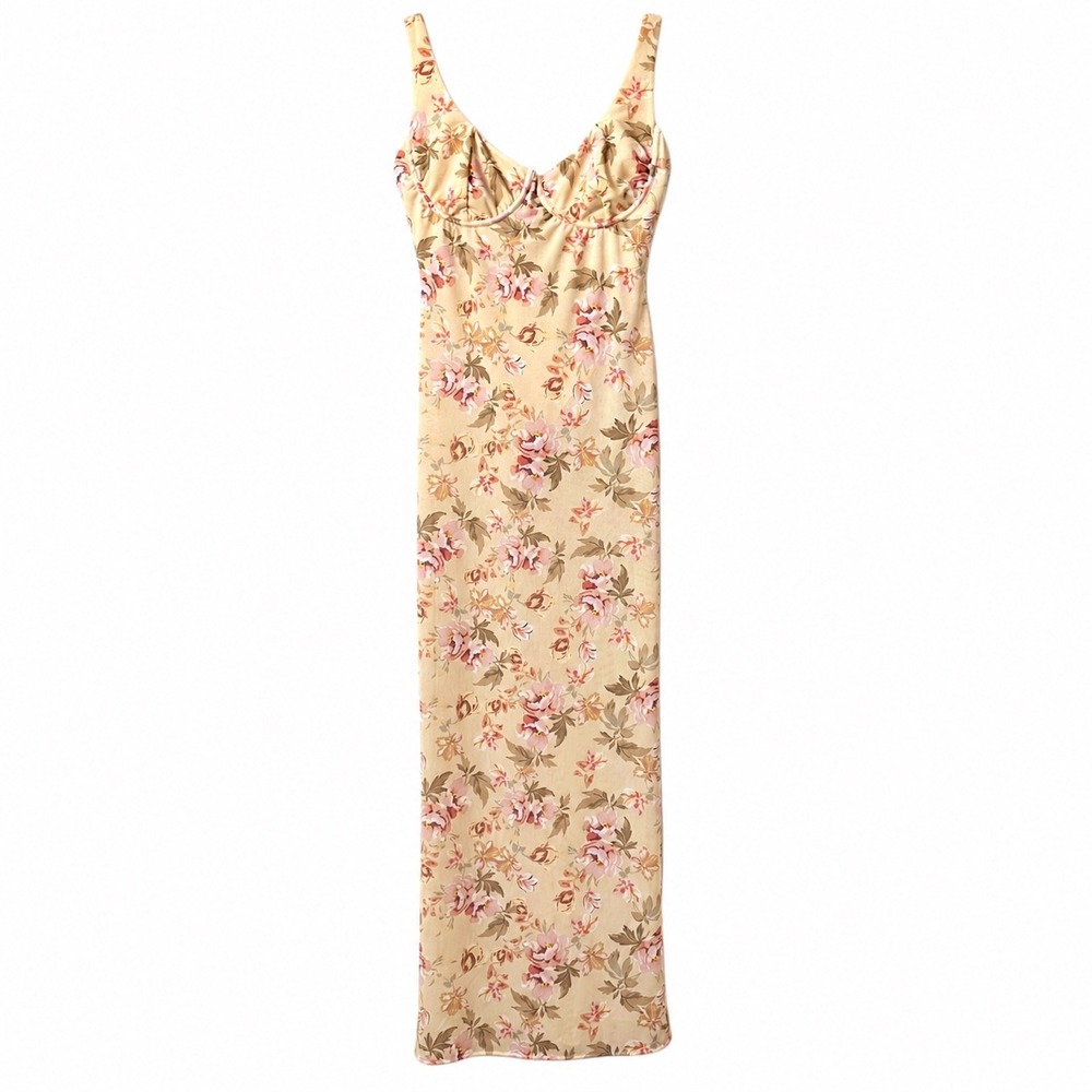 House of CB Robina Honeyflower Floral Maxi Dress L Fuller Cup Romantic Mesh Gown - Picture 9 of 11